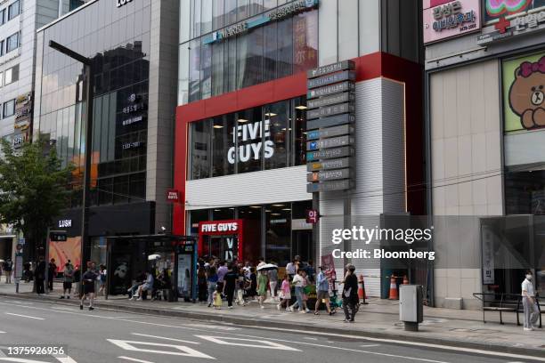The first outlet of US burger restaurant chain Five Guys in the Gangnam District of Seoul, South Korea, on Saturday, July 1, 2023. The Five Guys...