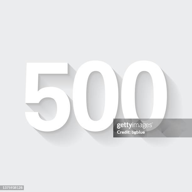 ilustraciones, imágenes clip art, dibujos animados e iconos de stock de 500 - quinientos. icono con sombra larga sobre fondo en blanco - diseño plano - 500