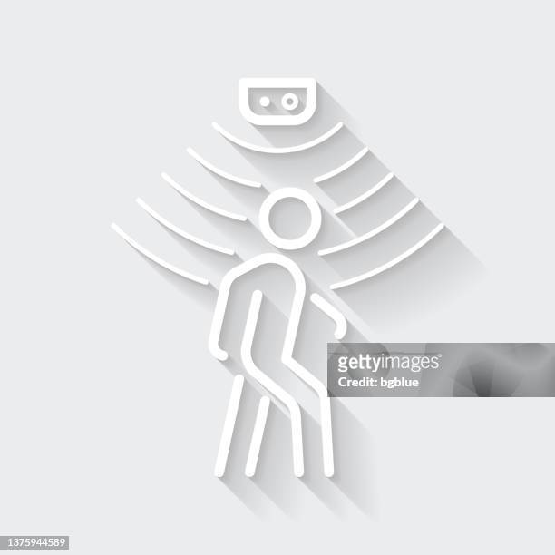 motion sensor. icon with long shadow on blank background - flat design - detectors stock illustrations