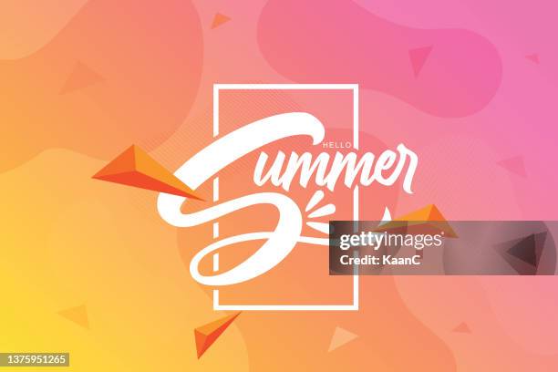 hallo sommer. schriftzug komposition von summer vacation auf abstrakter hintergrund-stock-illustration - vintage stock illustrations stock-grafiken, -clipart, -cartoons und -symbole