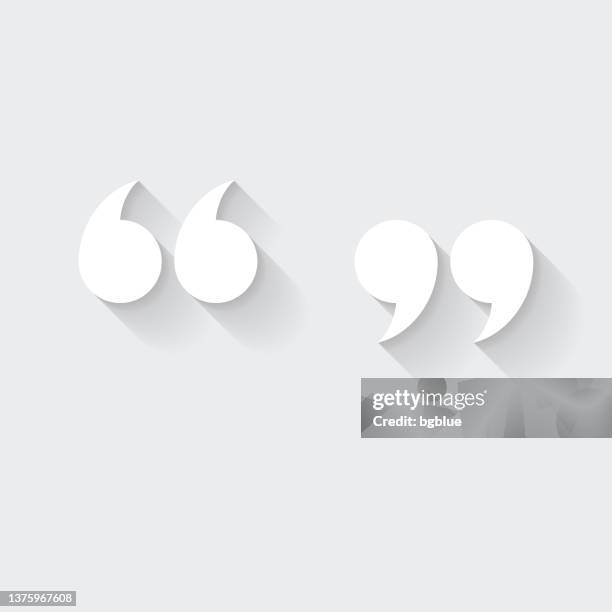 ilustrações de stock, clip art, desenhos animados e ícones de quotation marks. icon with long shadow on blank background - flat design - speech bubble