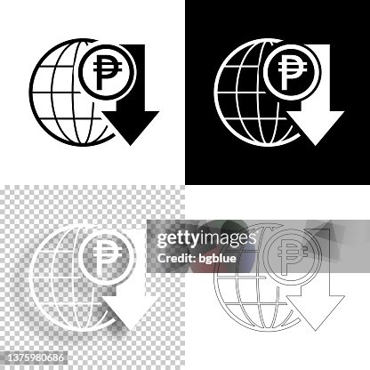 Peso rate decrease. Icon for design. Blank, white and black backgrounds - Line icon Peso rate decrease. Icon for design. Blank, white and black backgrounds - Line icon