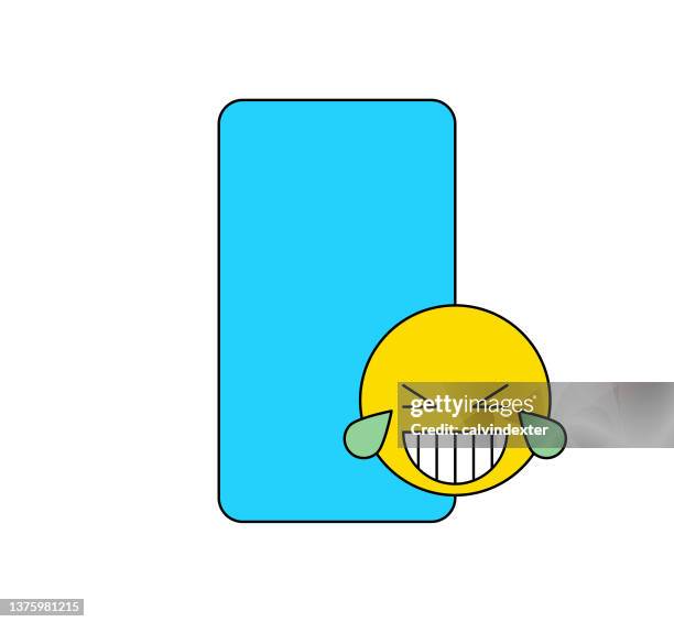 emoticon on smart phone color - emoji iphone stock illustrations