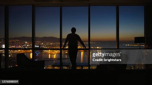 corporate business managers in the office at night - millionnaire stockfoto's en -beelden