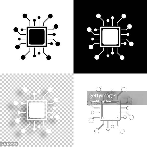 processor. icon for design. blank, white and black backgrounds - line icon - semiconductors stock illustrations