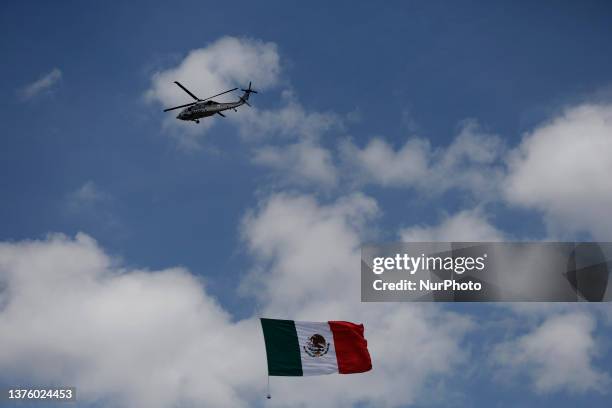 Aerial demonstration by members of the National Guard during its 4th anniversary ceremony and presentation of awards to this new security corps for...