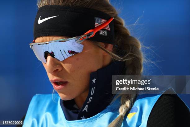 Oksana Masters of Team USA during a Official Training Session at Zhangjiakou National Biathlon Centre on March 02, 2022 in Beijing, China.