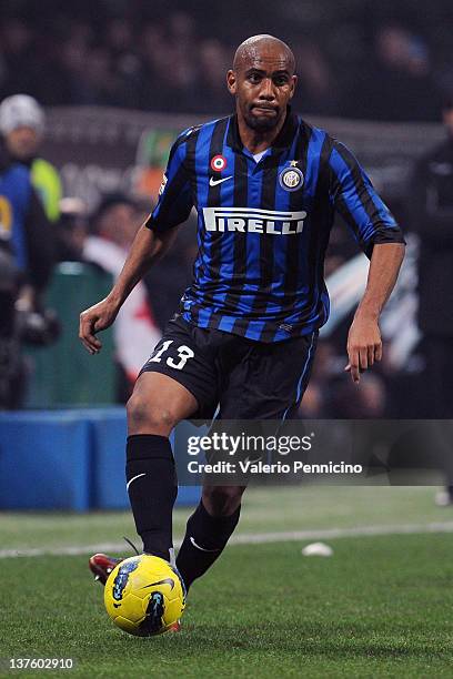 Douglas Maicon of FC Internazionale Milano in action during the Serie A match between FC Internazionale Milano and SS Lazio at Stadio Giuseppe Meazza...