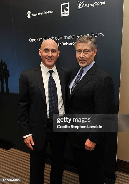 Jeff Robinov and Barry Meyer attend the DC Entertainment Launch of "We Can Be Heroes" at Time Warner Center on January 23, 2012 in New York City.