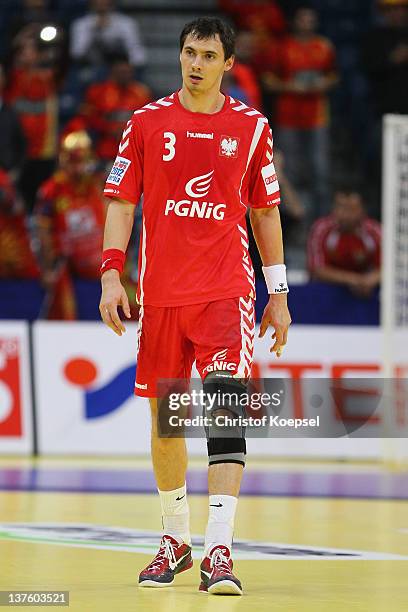 Krzysztof Lijewski of Poland looks dejected after losing 25-27 the Men's European Handball Championship second round group one match between Poland...