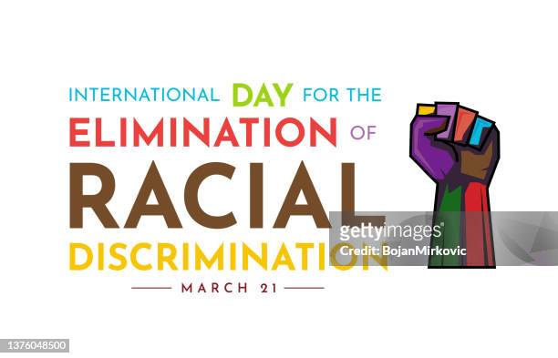 international day for the elimination of racial discrimination card, march 21. vector - discrimination stock illustrations