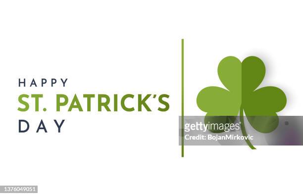 saint patrick's day card with paper clover. vector - st patricks day stock illustrations