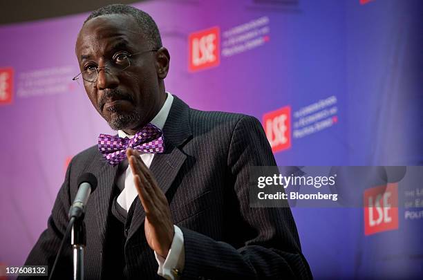 Lamido Sanusi, governor of the Central Bank of Nigeria, speaks during the Sir Patrick Gillam lecture about the economic problems of sub-Saharan...