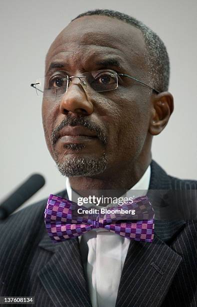 Lamido Sanusi, governor of the Central Bank of Nigeria, pauses during the Sir Patrick Gillam lecture about the economic problems of sub-Saharan...