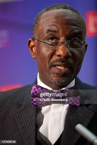 Lamido Sanusi, governor of the Central Bank of Nigeria, speaks during the Sir Patrick Gillam lecture about the economic problems of sub-Saharan...