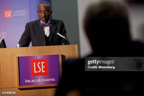 Lamido Sanusi, governor of the Central Bank of Nigeria, speaks during the Sir Patrick Gillam lecture about the economic problems of sub-Saharan...