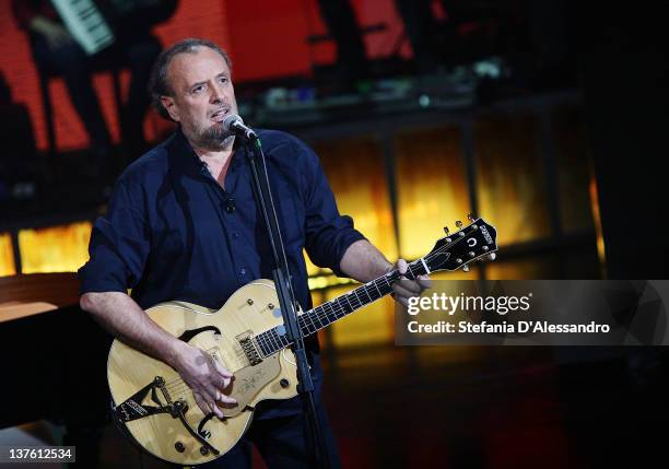 Singer Ivano Fossati performs at "Che Tempo Che Fa" Italian TV Show on January 23, 2012 in Milan, Italy.