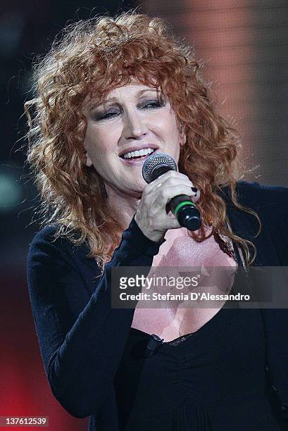 Singer Fiorella Mannoia performs at "Che Tempo Che Fa" Italian TV Show on January 23, 2012 in Milan, Italy.