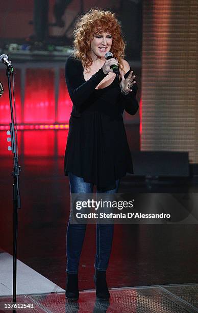 Singer Fiorella Mannoia performs at "Che Tempo Che Fa" Italian TV Show on January 23, 2012 in Milan, Italy.