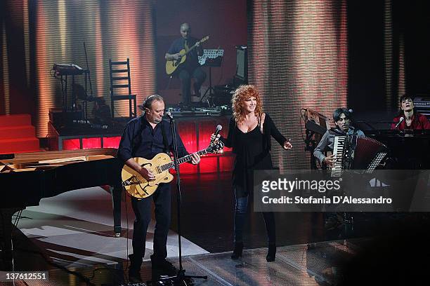 Ivano Fossati and Fiorella Mannoia perform at "Che Tempo Che Fa" Italian TV Show on January 23, 2012 in Milan, Italy.