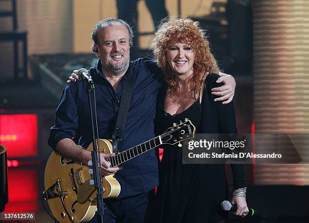 Ivano Fossati and Fiorella Mannoia perform at "Che Tempo Che Fa" Italian TV Show on January 23, 2012 in Milan, Italy.