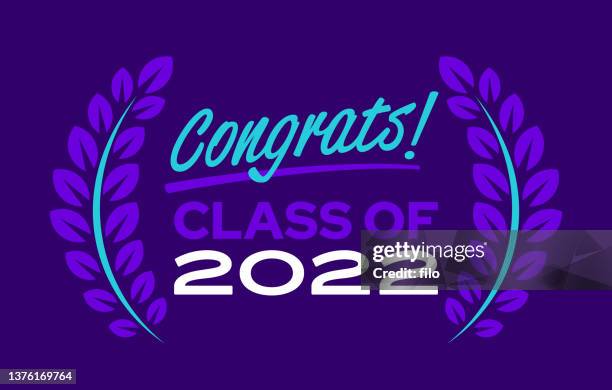 stockillustraties, clipart, cartoons en iconen met congrats class of 2022 congratulations laurel wreath message design - awards show