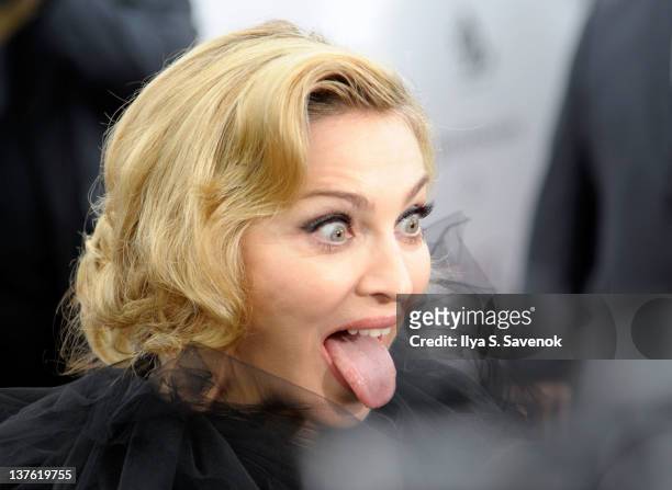 Madonna attends The Weinstein Company with The Cinema Society & Forevermark premiere of "W.E." at the Ziegfeld Theater on January 23, 2012 in New...