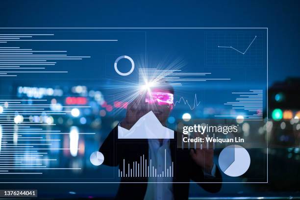 augmented reality glasses with tech sense and metaverse concept - perception vs reality stock pictures, royalty-free photos & images