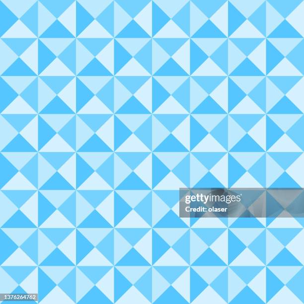 light blue triangles in full frame 8x8 square grid pattern. - x pattern seamless stock illustrations