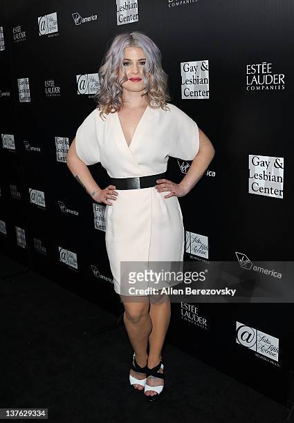 Television personality Kelly Osbourne attends the Los Angeles Gay and Lesbian Center's homeless youth services benefit event honoring Rachel Zoe at...