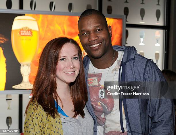 Actors Amy DePaola and Dre Haynes attend The Chalice Factory by Stella Artois during the 2012 Sundance Film Festival on January 23, 2012 in Park...