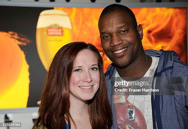 Actors Amy DePaola and Dre Haynes attend The Chalice Factory by Stella Artois during the 2012 Sundance Film Festival on January 23, 2012 in Park...