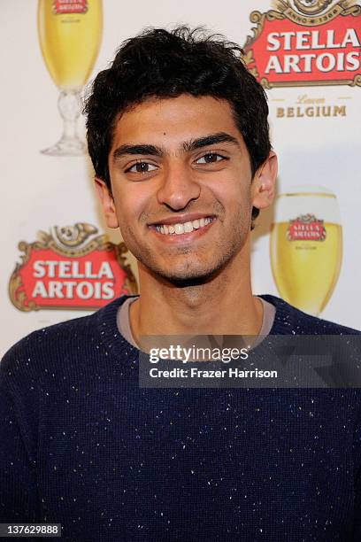 Actor Karan Soni attends the "Safety Not Guaranteed" press event hosted by Stella Artois at the Cutting Room at T-Mobile Google Music Village at The...
