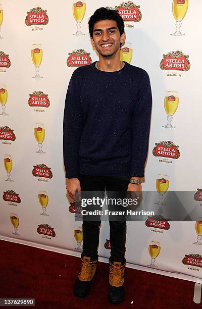 Actor Karan Soni attends the "Safety Not Guaranteed" press event hosted by Stella Artois at the Cutting Room at T-Mobile Google Music Village at The...