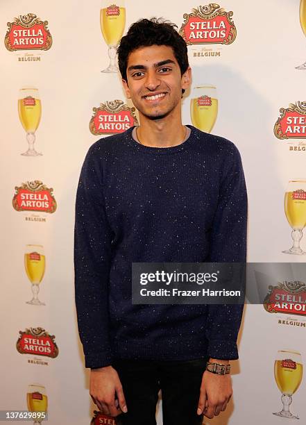 Actor Karan Soni attends the "Safety Not Guaranteed" press event hosted by Stella Artois at the Cutting Room at T-Mobile Google Music Village at The...