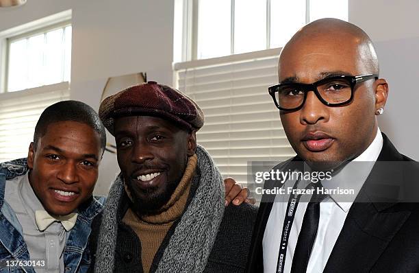 Writer/director Sheldon Candis, actor Michael Kenneth Williams and producer Datari Turner attend a filmmakers luncheon at the Stella Artois Cafe...