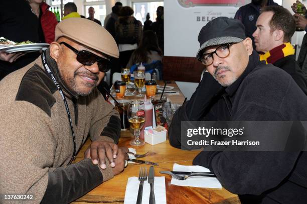 Actor Charles S. Dutton and Clarke Johnson attends a filmmakers luncheon at the Stella Artois Cafe during the 2012 Sundance Film Festival on January...