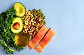 Overhead View of Fresh Omega-3 Rich Foods