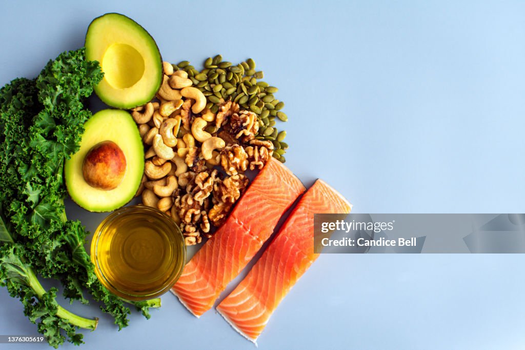 Overhead View of Fresh Omega-3 Rich Foods