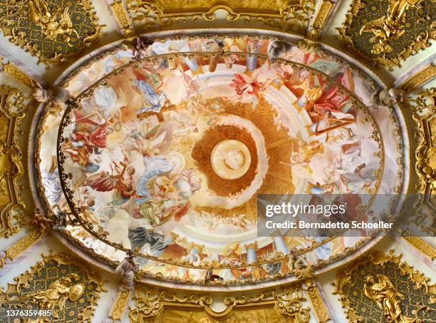 weltenburg abbey church dome ceiling fresco - painted ceiling stock pictures, royalty-free photos & images