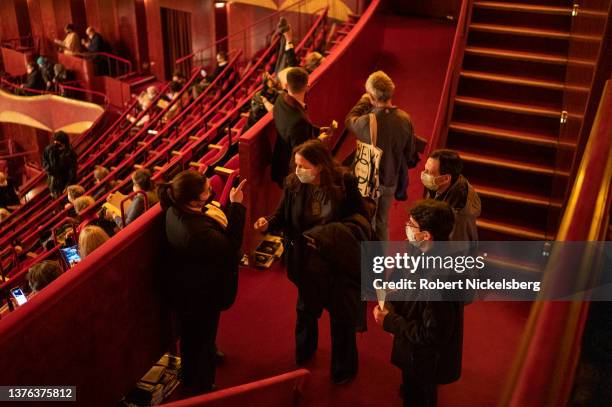 Opera goers arrive for the performance of Richard Strauss's "Ariadne Auf Naxos" March 1, 2022 at the Metropolitan Opera at Lincoln Center in New York...