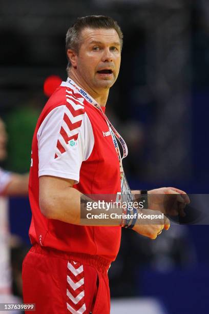 Head coach Bogdan Wenta of Poland looks on during the Men's European Handball Championship second round group one match between Poland and Macedonia...