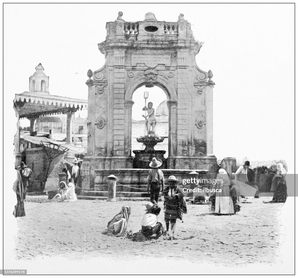 Antique travel photographs of Mexico: Fountain, Queretaro