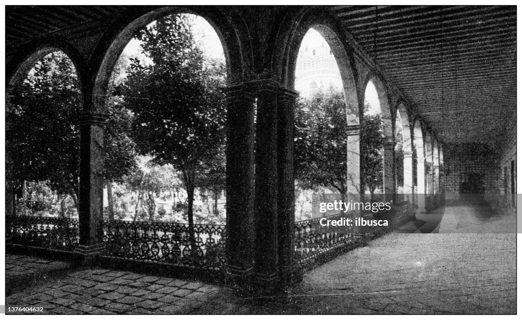 Antique travel photographs of Mexico: Mexico City, Patio of a Hacienda