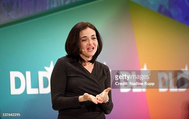 Sheryl Sandberg of Facebook delivers a keynote during the Digital Life Design conference at HVB Forum on January 24, 2012 in Munich, Germany. Ence...