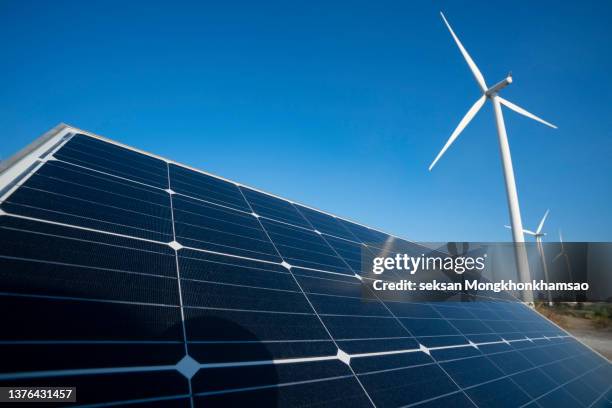 renewable energy - power grid stock-fotos und bilder