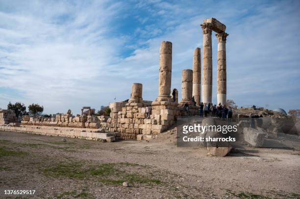 temple of hercules, amman citadel, jordan - amman people stock pictures, royalty-free photos & images