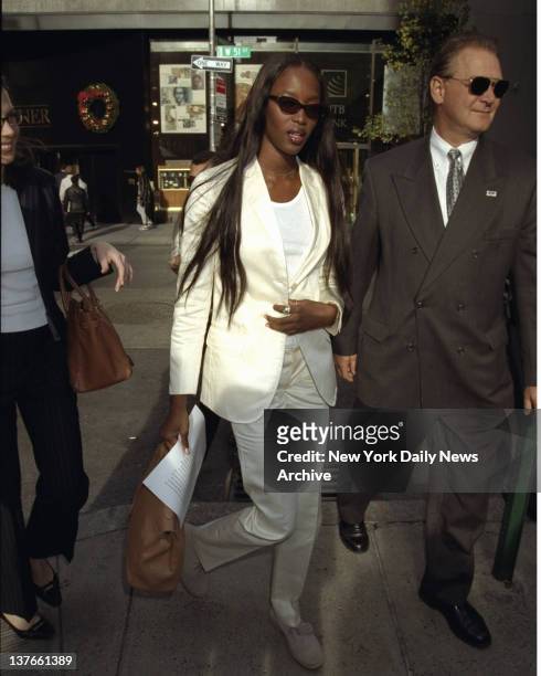 Supermodel Naomi Campbell arrives at the Fashion Cafe to kickoff a fund-raising drive for the Red Cross to aid the victims of Hurricane Mitch. She's...