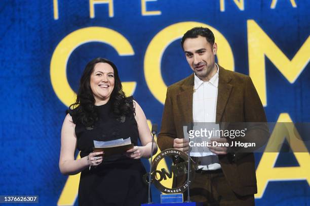 Jamie Demetriou and Katy Wix present the award for Best Comedy Entertainment Show at 'The National Comedy Awards for Stand Up To Cancer airs on...