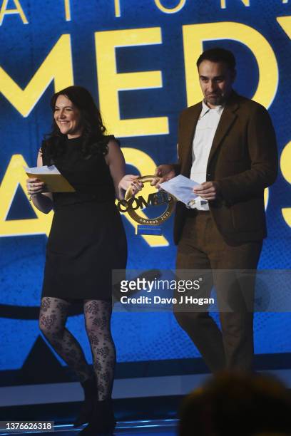 Jamie Demetriou and Katy Wix present the award for Best Comedy Entertainment Show at 'The National Comedy Awards for Stand Up To Cancer airs on...